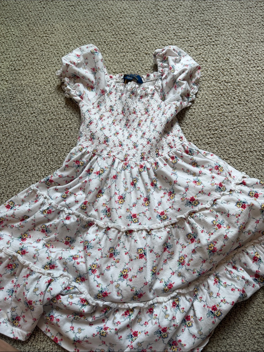 Polo by Ralph Lauren White Dress with Pink Floral Print